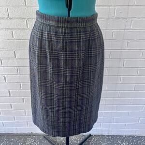 Vintage 80s gray plaid pencil skirt